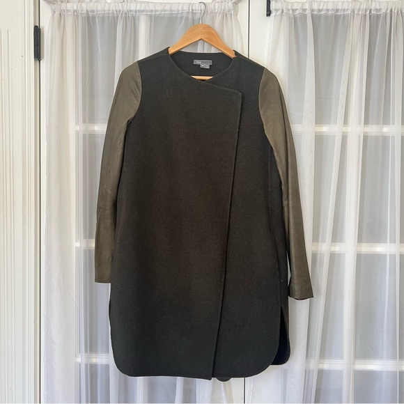 Vince Wool / Leather Green Jacket Sz XS - Picture 5 of 16